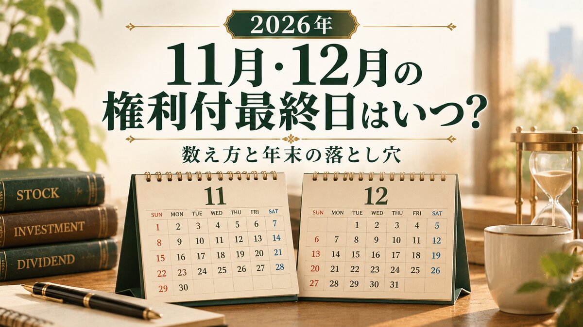 2026年11月・12月の権利付最終日はいつ？数え方と年末の落とし穴